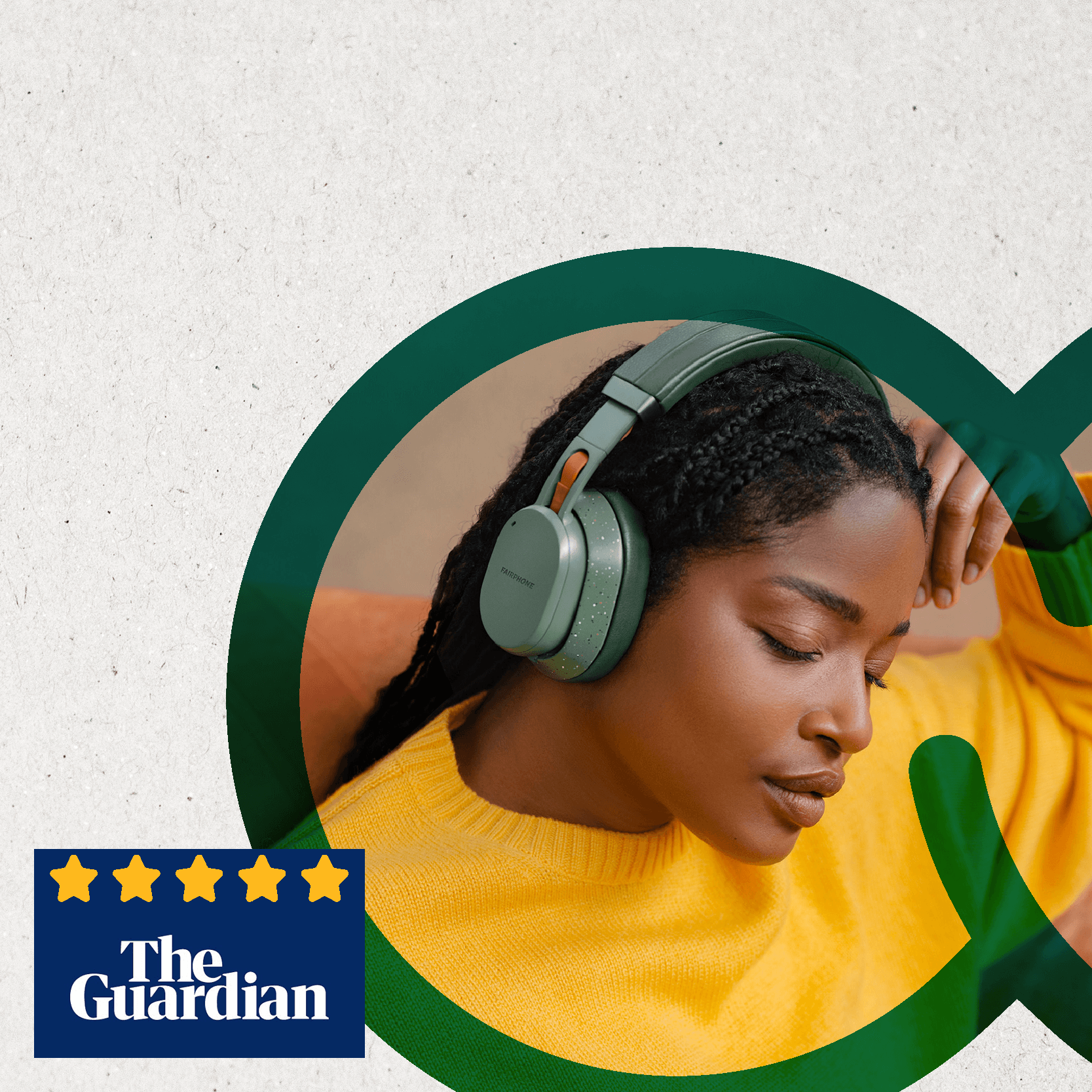 Woman listening to music using her Fairbuds XL