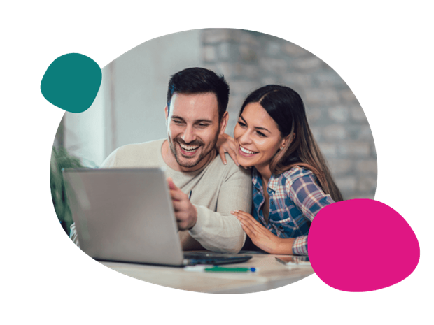 young couple using their laptop computer together