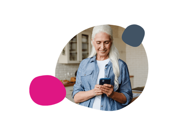 elderly woman using her mobile