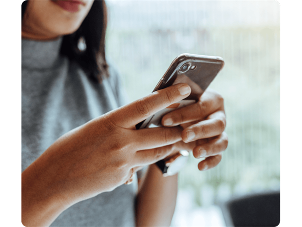person using their android mobile
