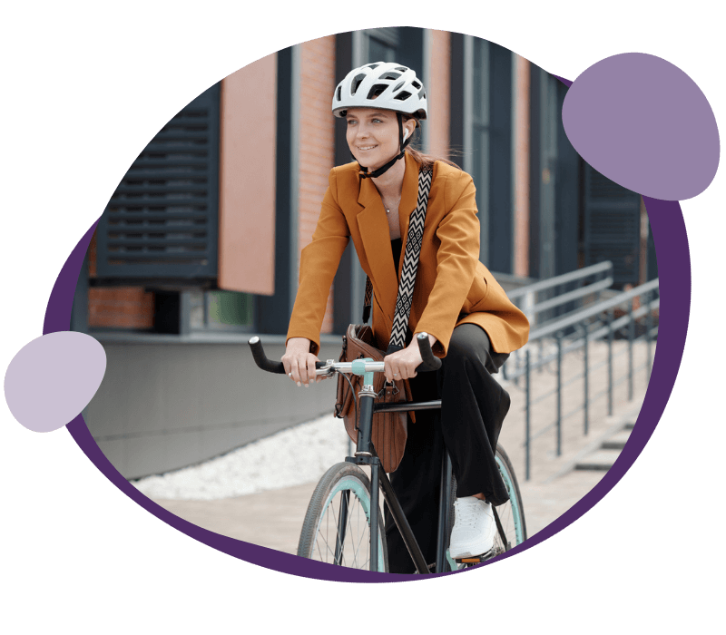 woman cycling to work