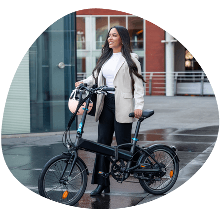 woman pushing her bike