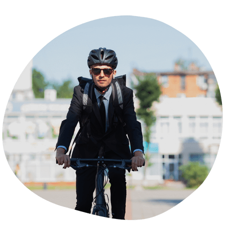 businessman riding to work