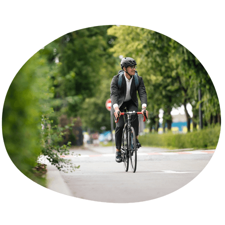 man riding his bike in the park