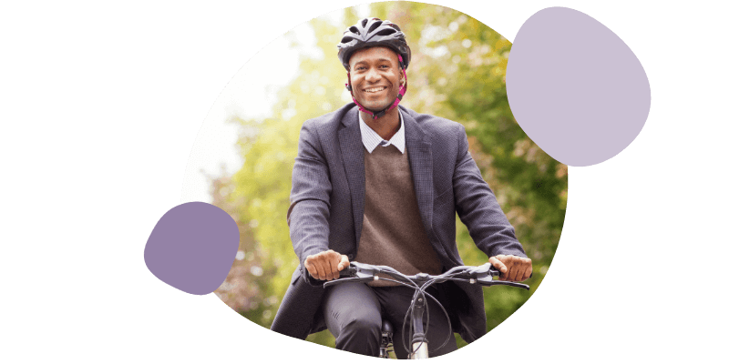 business man cycling to work