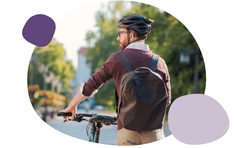 man on his way to work with his bike