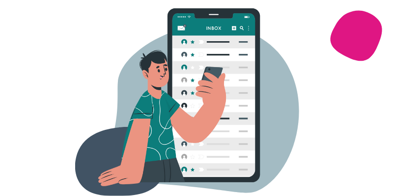 illustration of person checking their contacts
