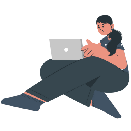 illustration of a woman using her laptop