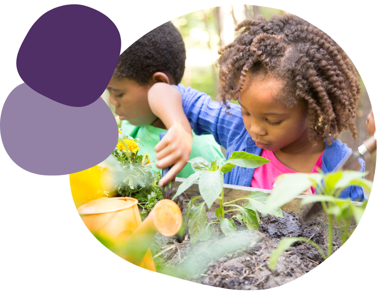 young girl gardening