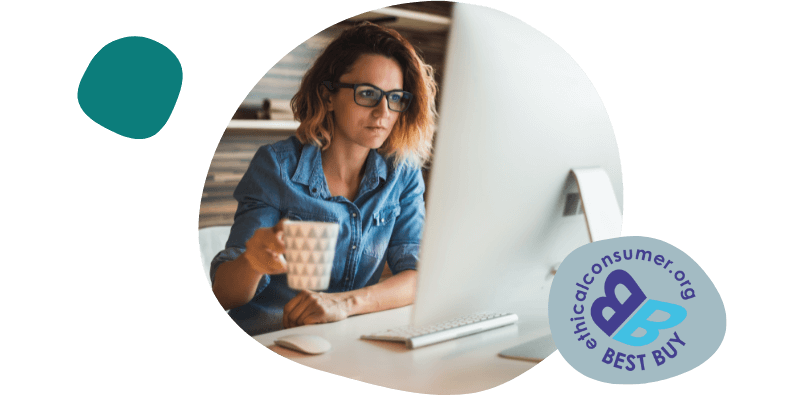 woman using computer at home