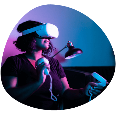 Woman using a VR headset