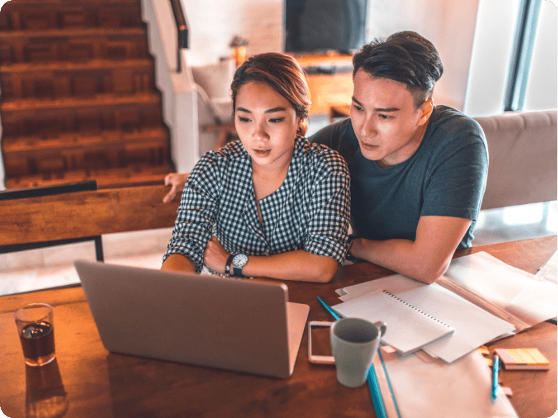 Young couple searching for broadband