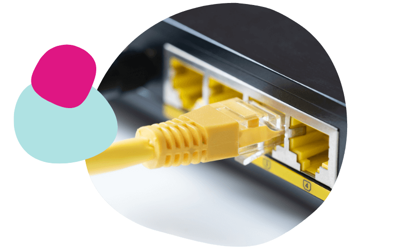 LAN cable in the back of a router