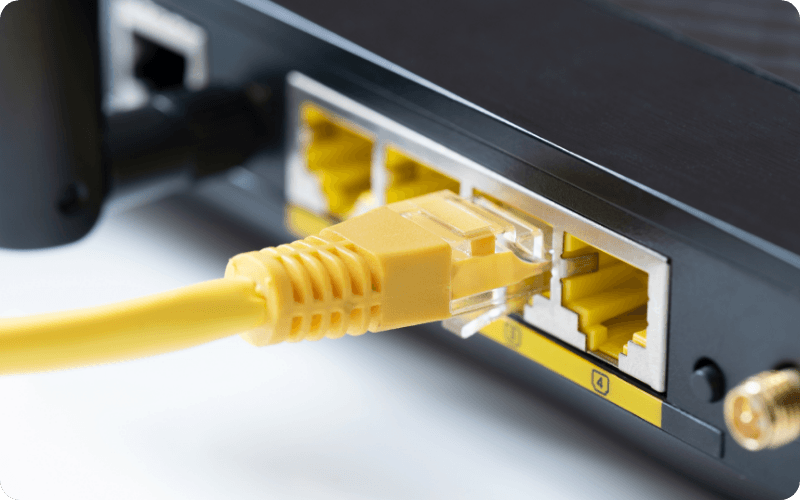 LAN cable in the back of a router