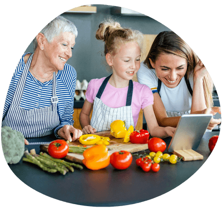 family cooking together