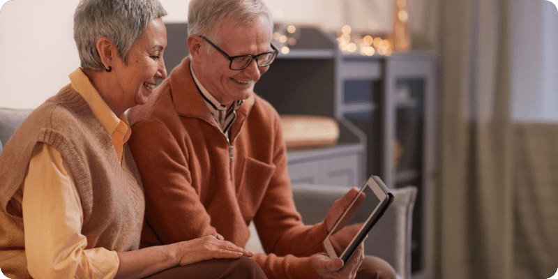 Elderly couple using a tablet 