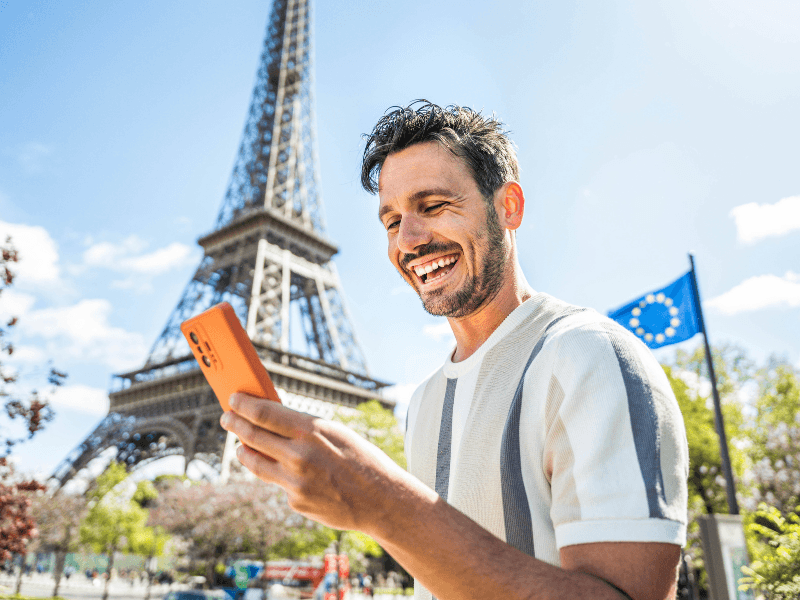 man on holiday in france