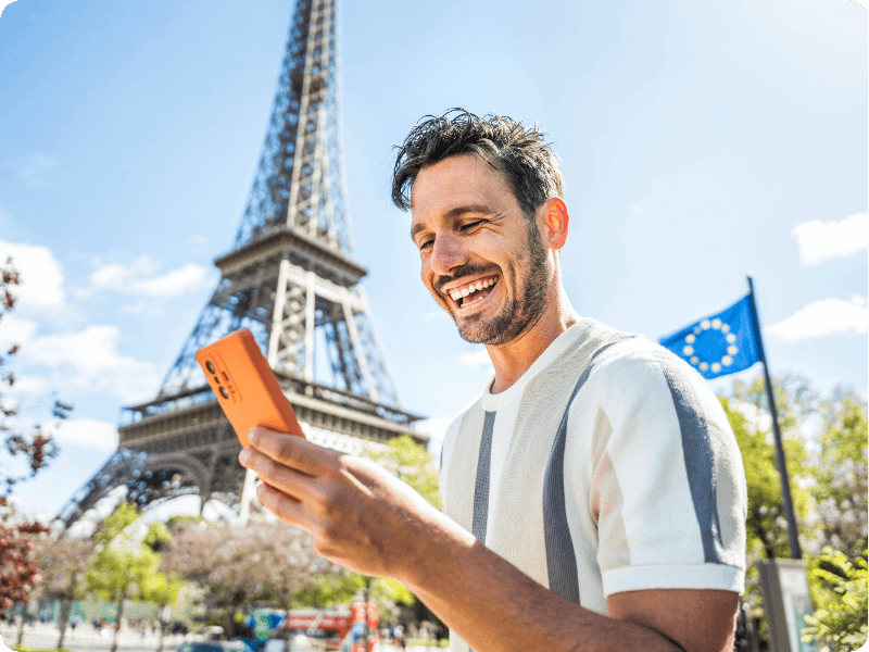 man on holiday in france