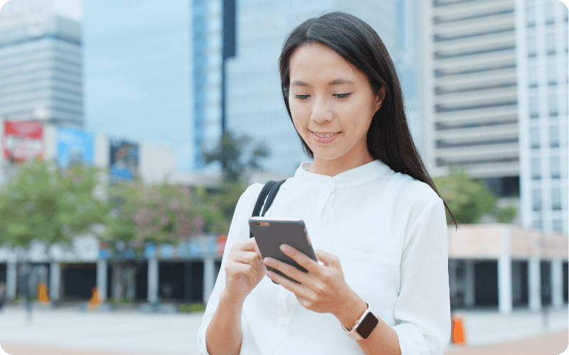 Woman checking her emails