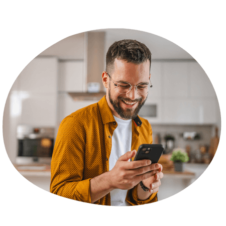 young man checking his iphone