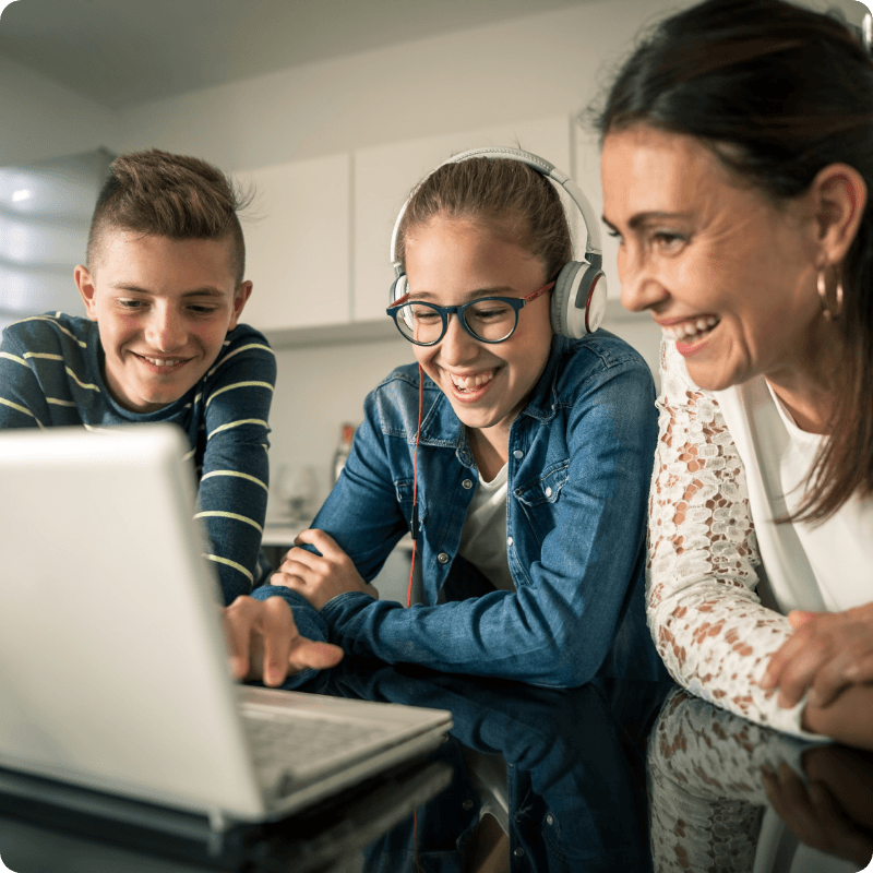 Young family searching on their computer