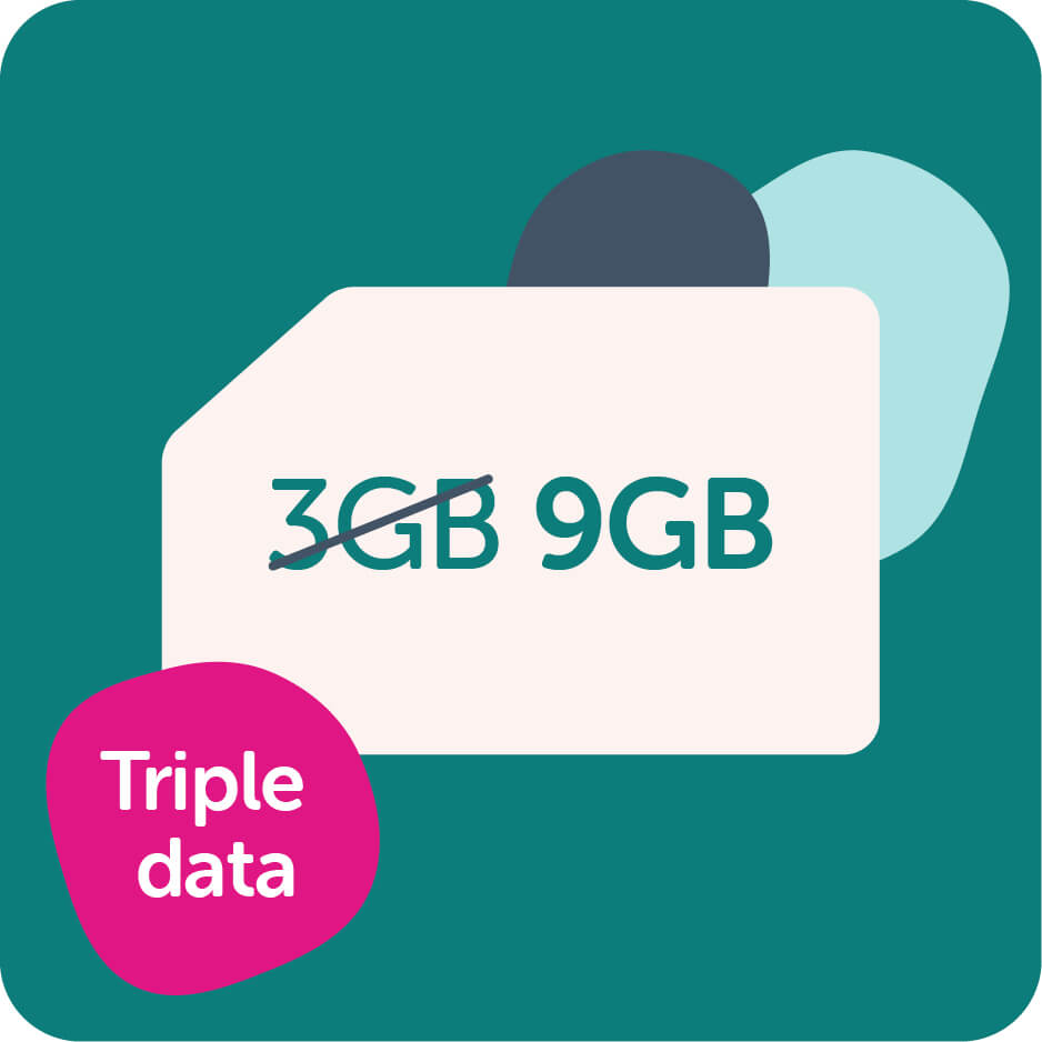 triple data 9gb for 3gb sim product tile