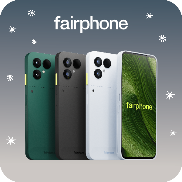 Fairphone Gen.6 in green, black and white