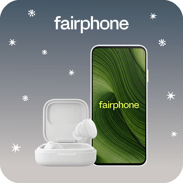 Fairphone Gen.6 with Fairbuds in white
