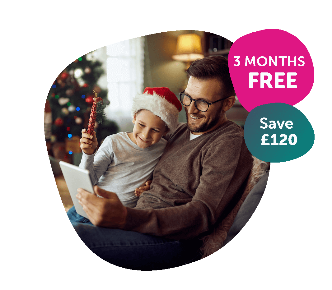 Father and Son using a tablet together