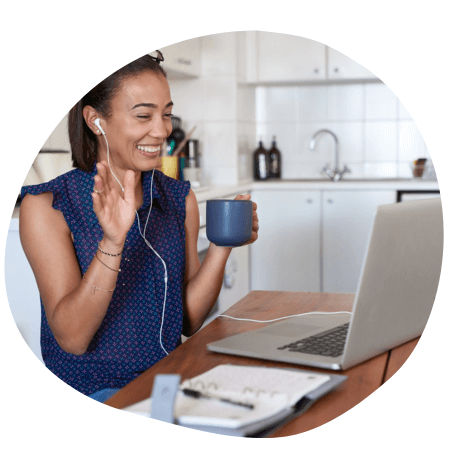 Woman working at home using Your Co-op Broadband