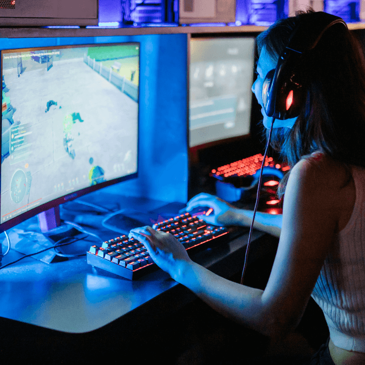 Woman playing a computer game 