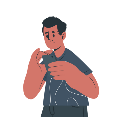 illustration of a man using his phone