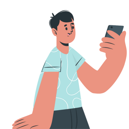 illustration of a man using his phone