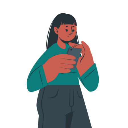illustration of a woman using her phone