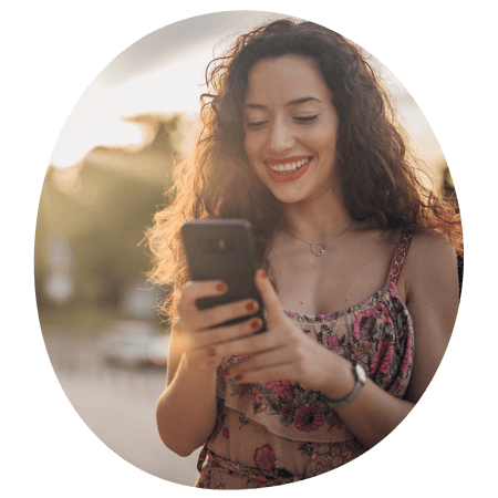 woman using her phone outside