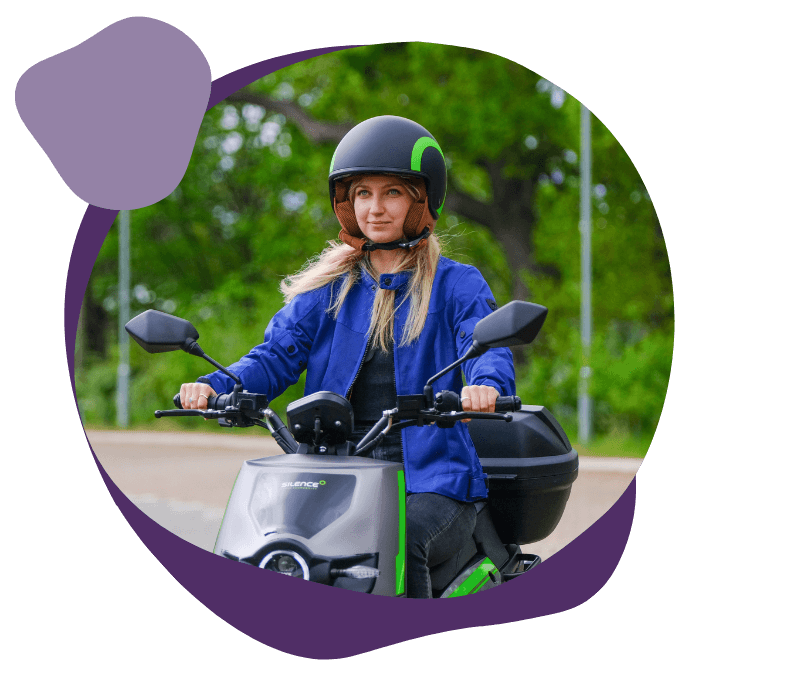 girl riding an e-moped