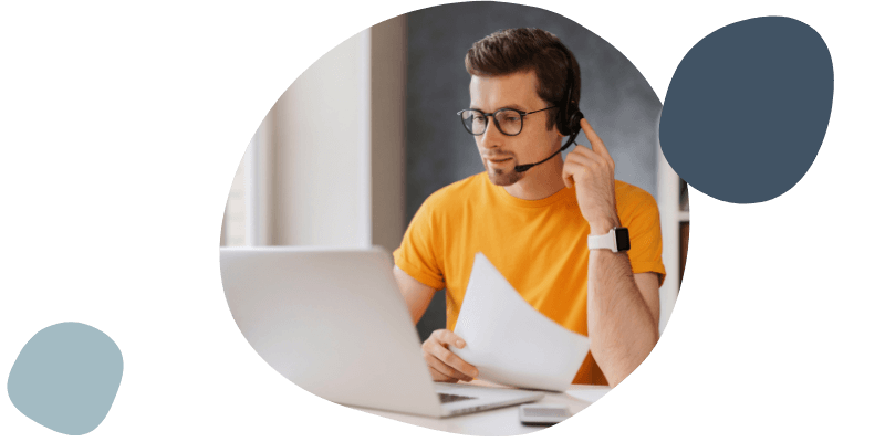 man working remotely from home