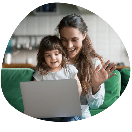 mother and daughter on a video call
