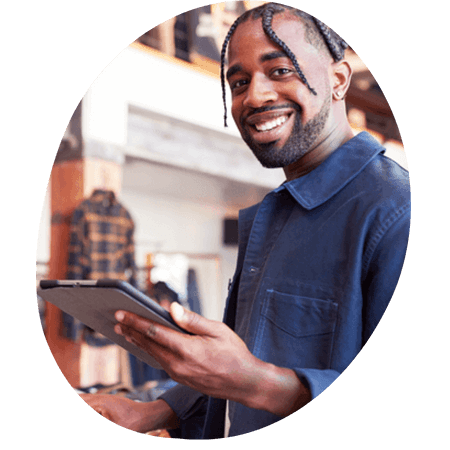 man using a laptop for his business
