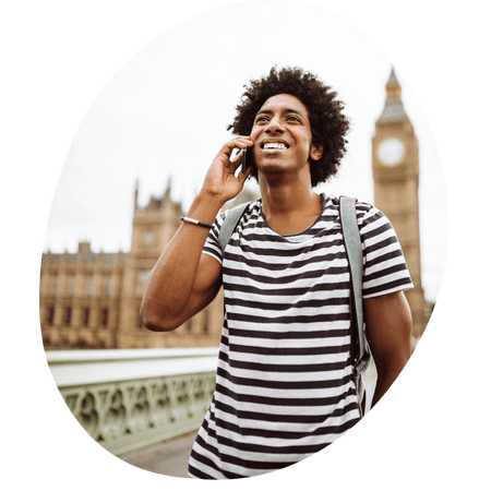 man using his mobile in London
