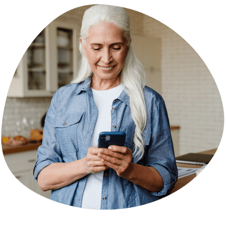 woman using her mobile at home