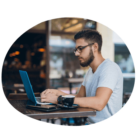 remote worker working from a coffee shop