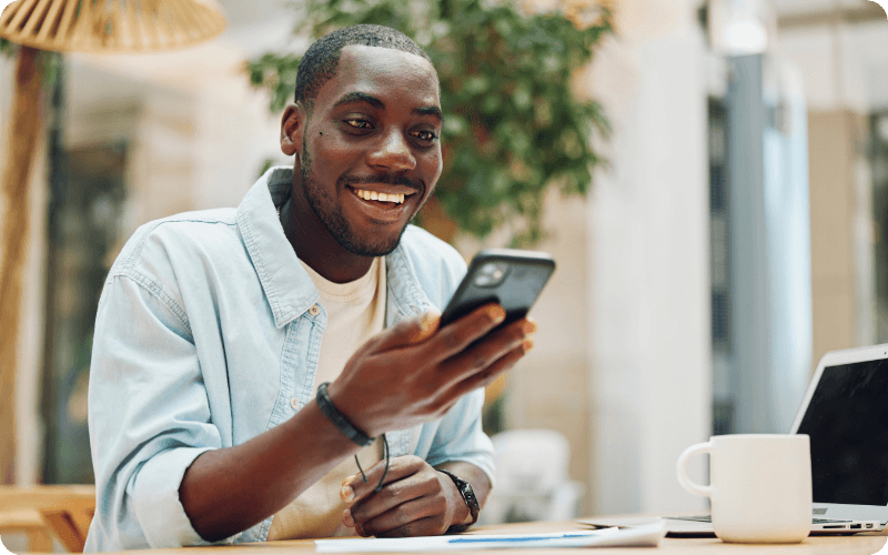 man using his mobile