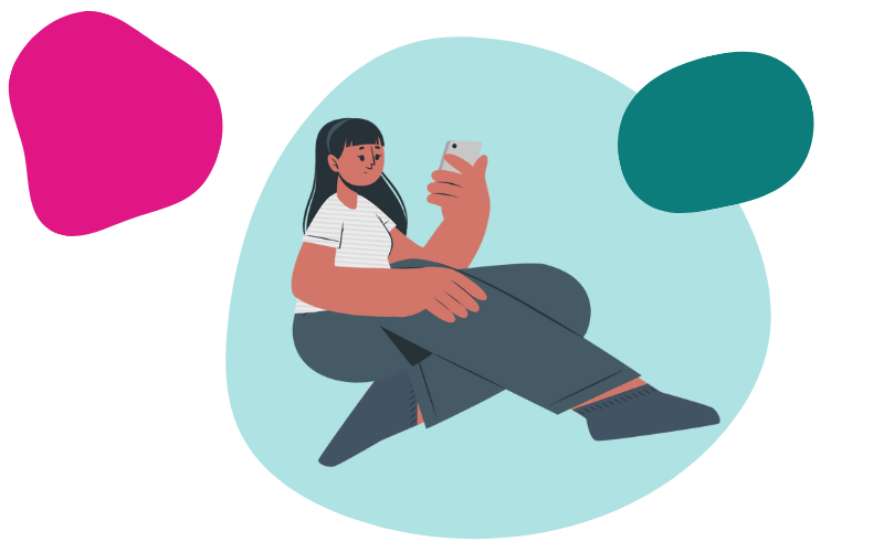 illustration of a woman using her mobile