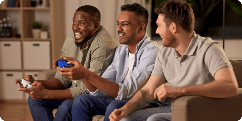 friends playing videogames together
