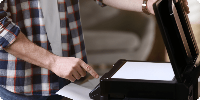 man using his printer