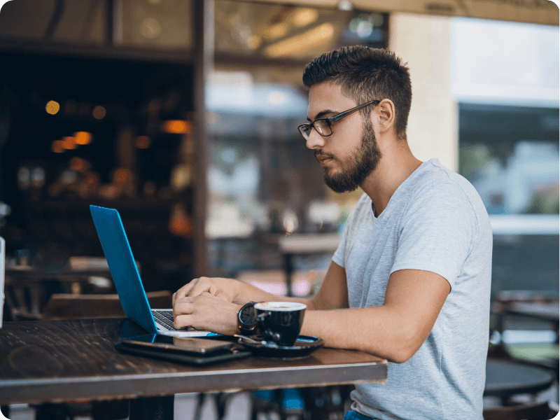 Working from a cafe