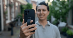 man holding his black Fairphone Gen.6