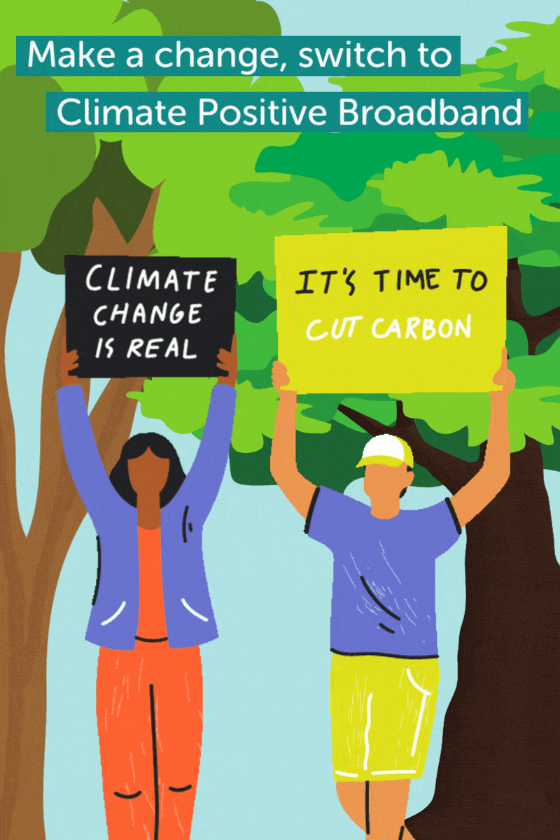 Illustration of two people campaigning for climate change