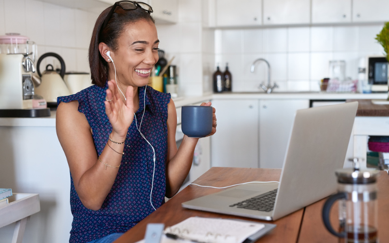 Lady on laptop on conference call